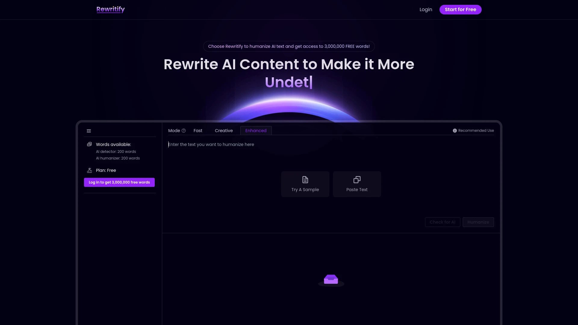 Rewritify: Undetectable AI Rewriter website preview