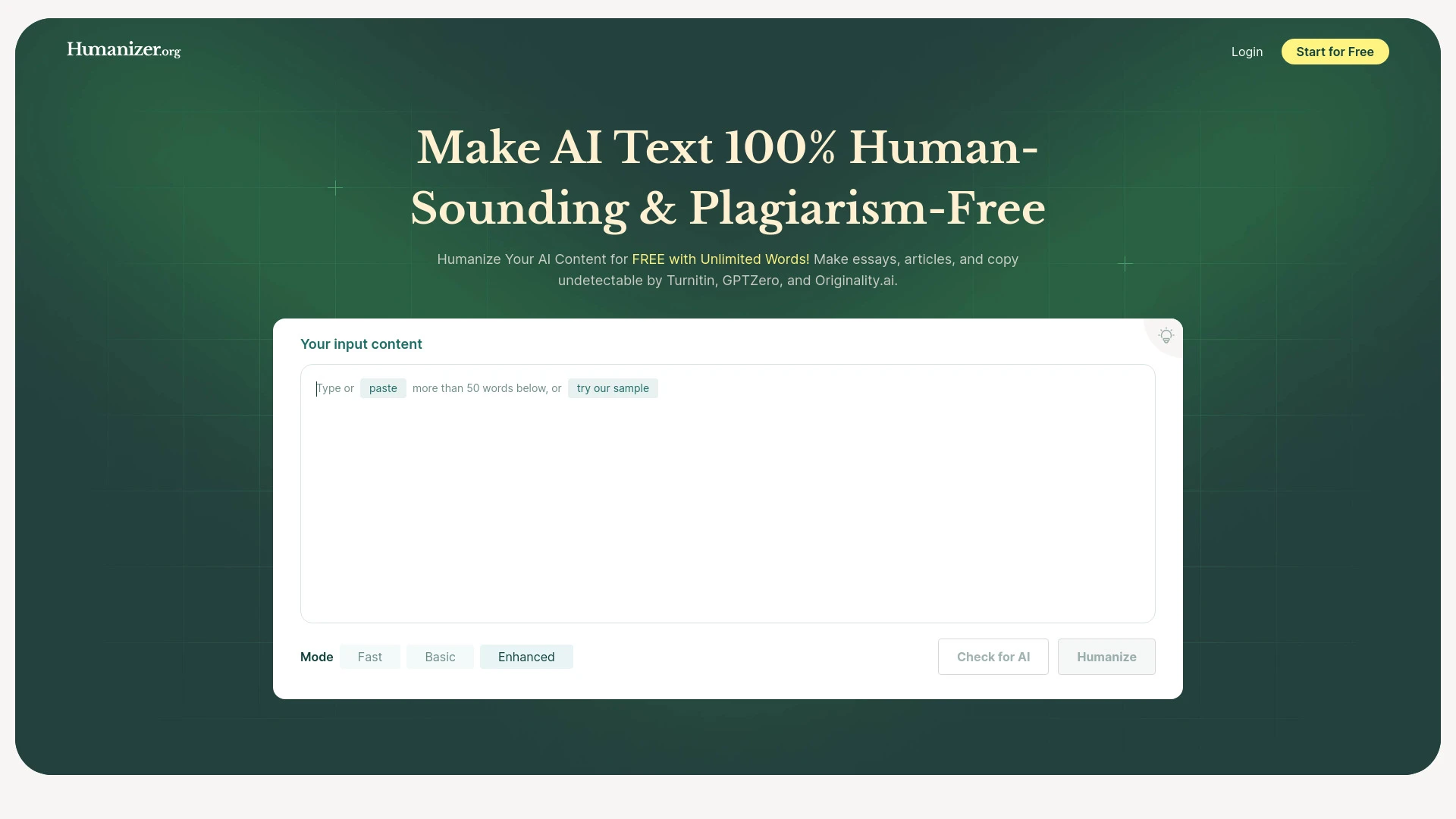 Humanize AI website preview