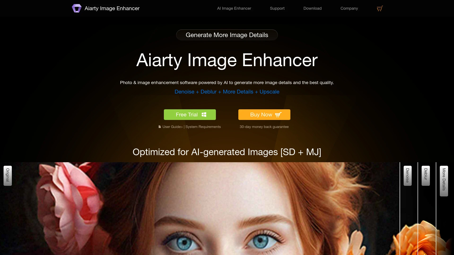 Aiarty Image Enhancer website preview