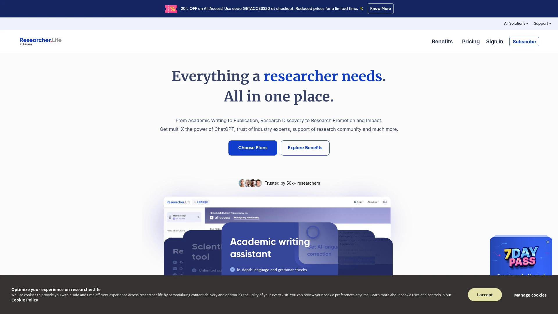 Researcher.Life website preview