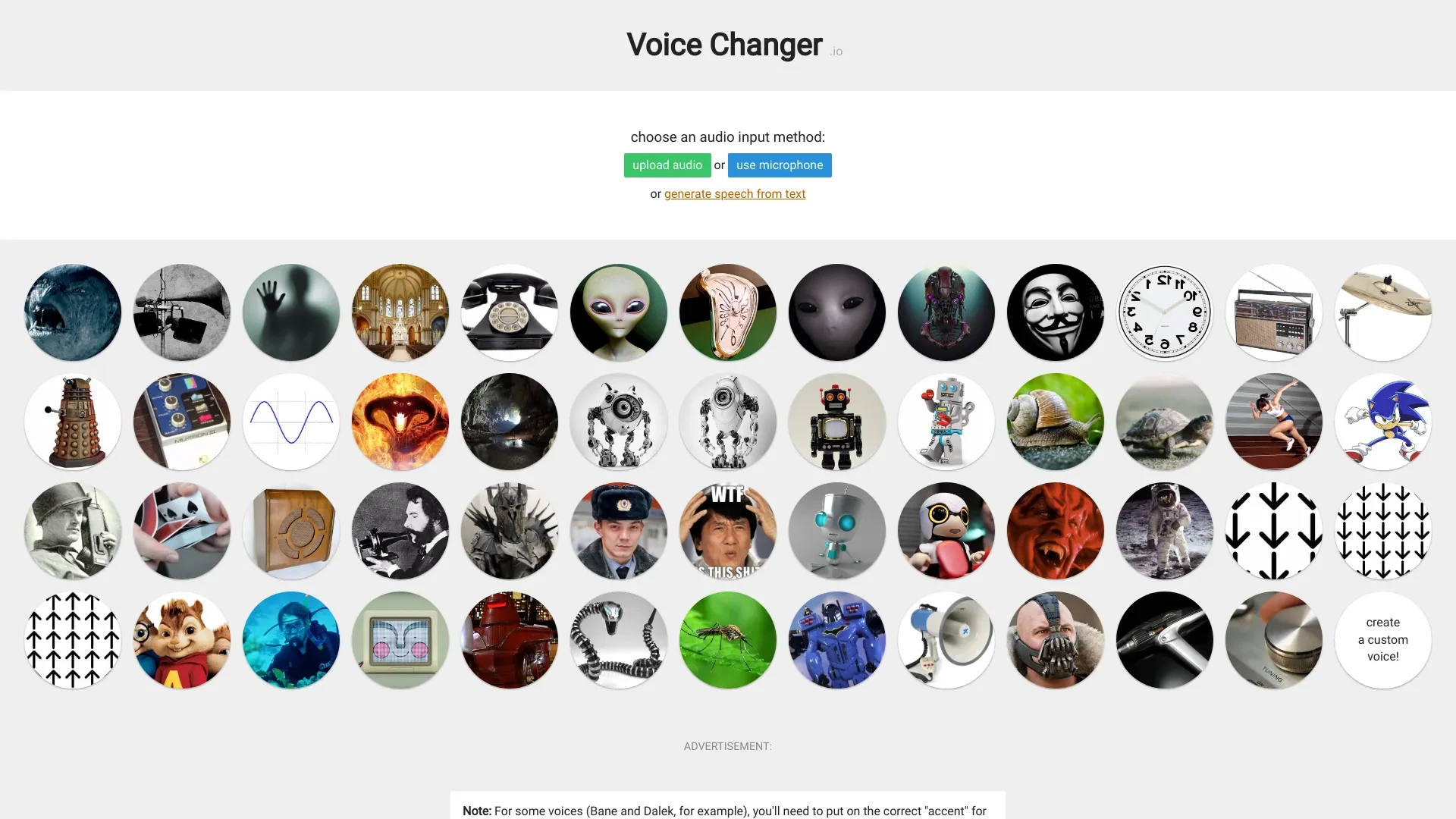 Voice Changer website preview