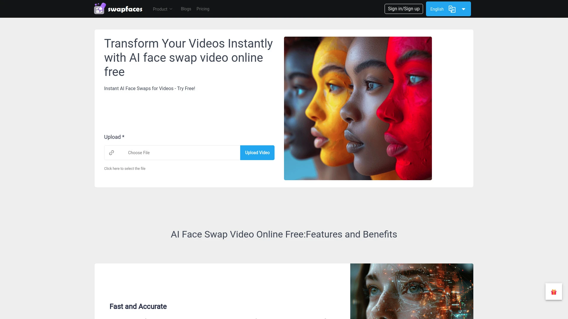 AI Face Swap Video Online Free website preview