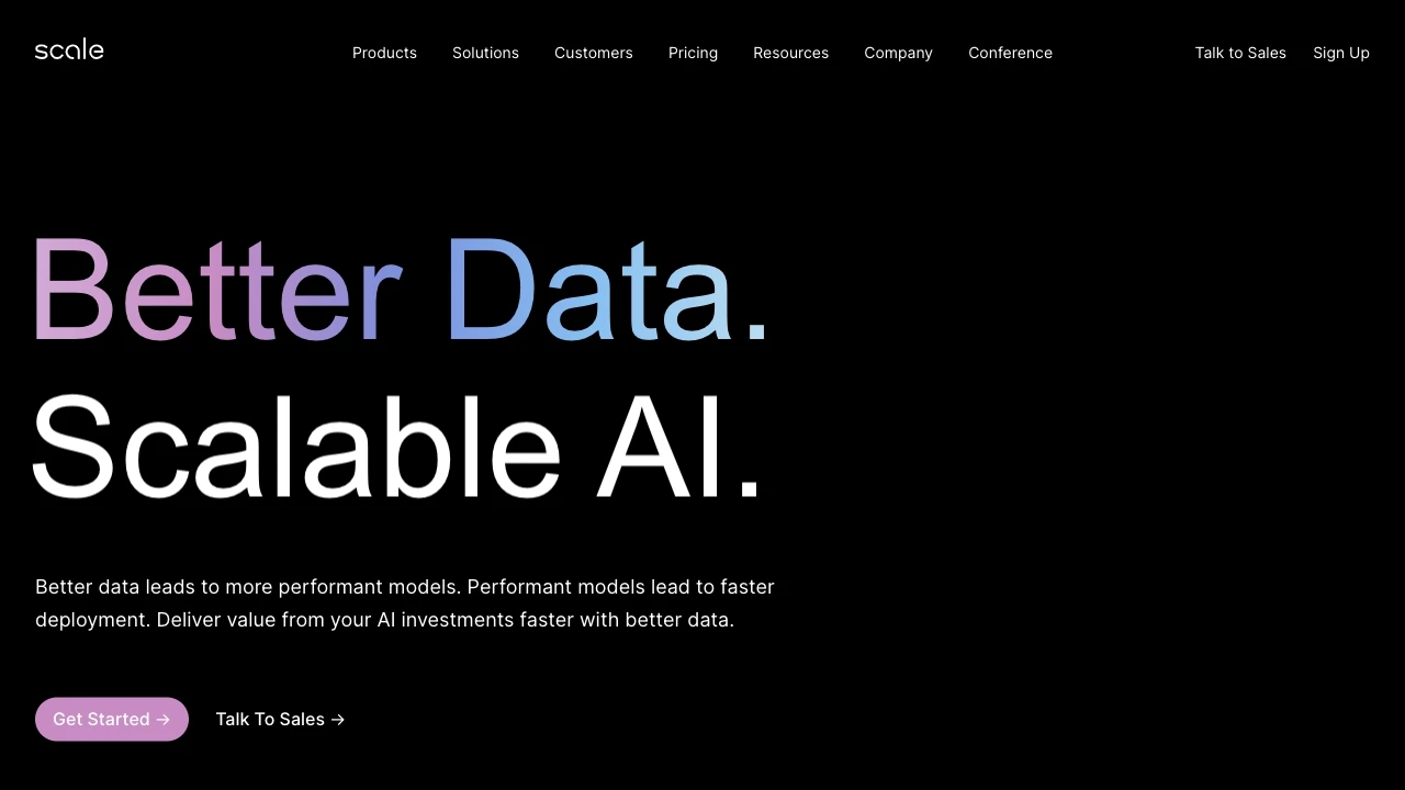 Scale AI website preview