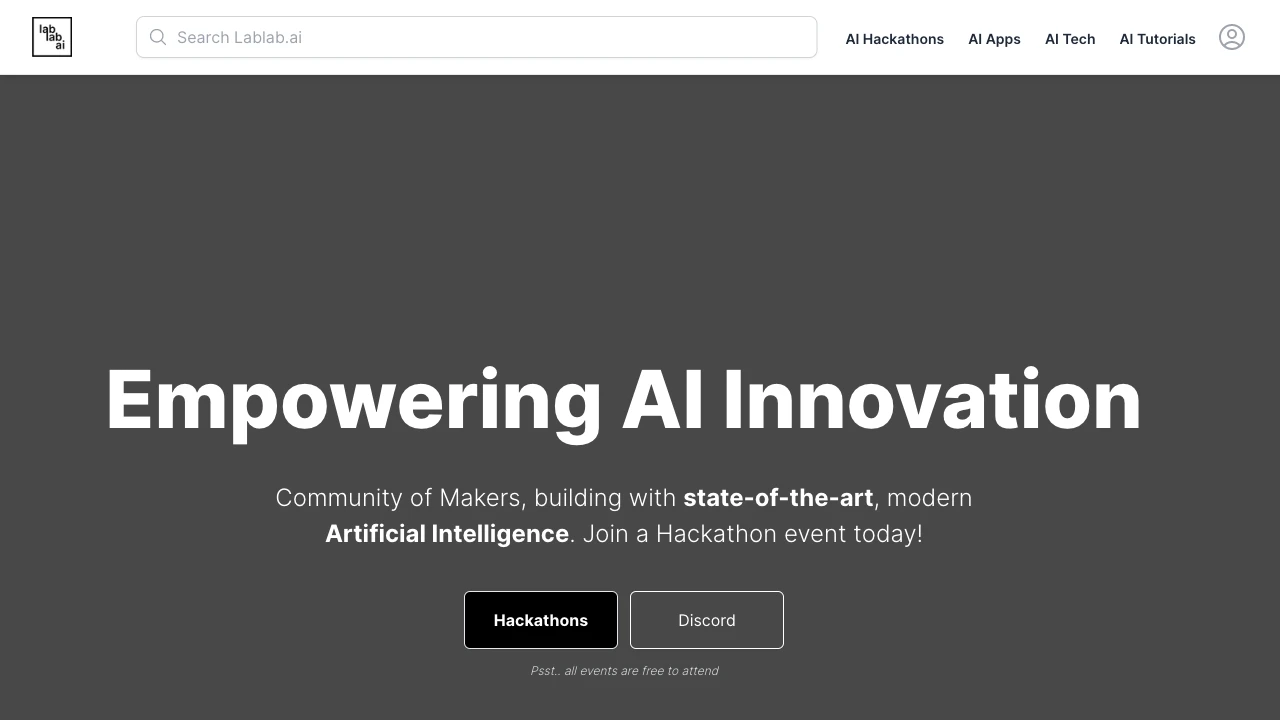 LabLab: Community of Creators Building with State of the Art Artificial Intelligence website preview