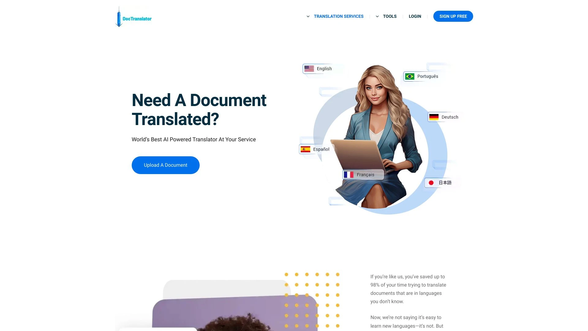 Free Doc Translator website preview