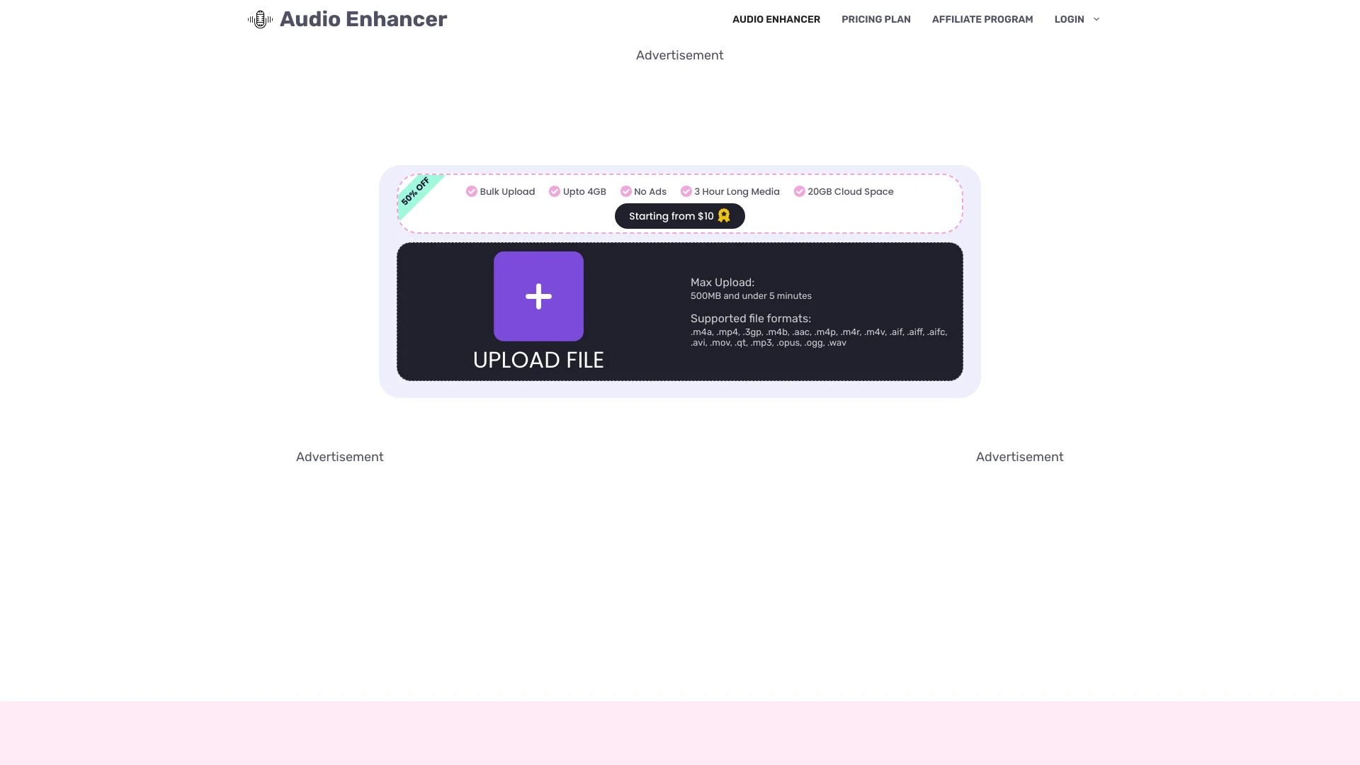 Audio Enhancer website preview