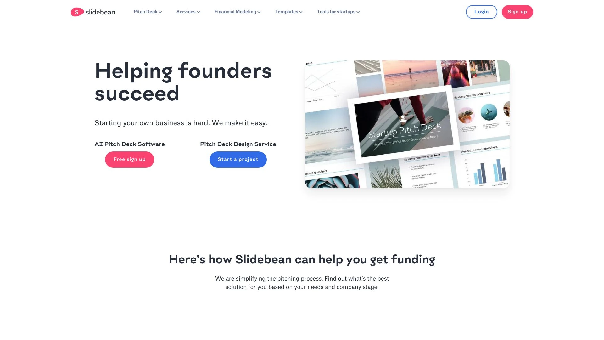 Slidebean Founder Platform website preview