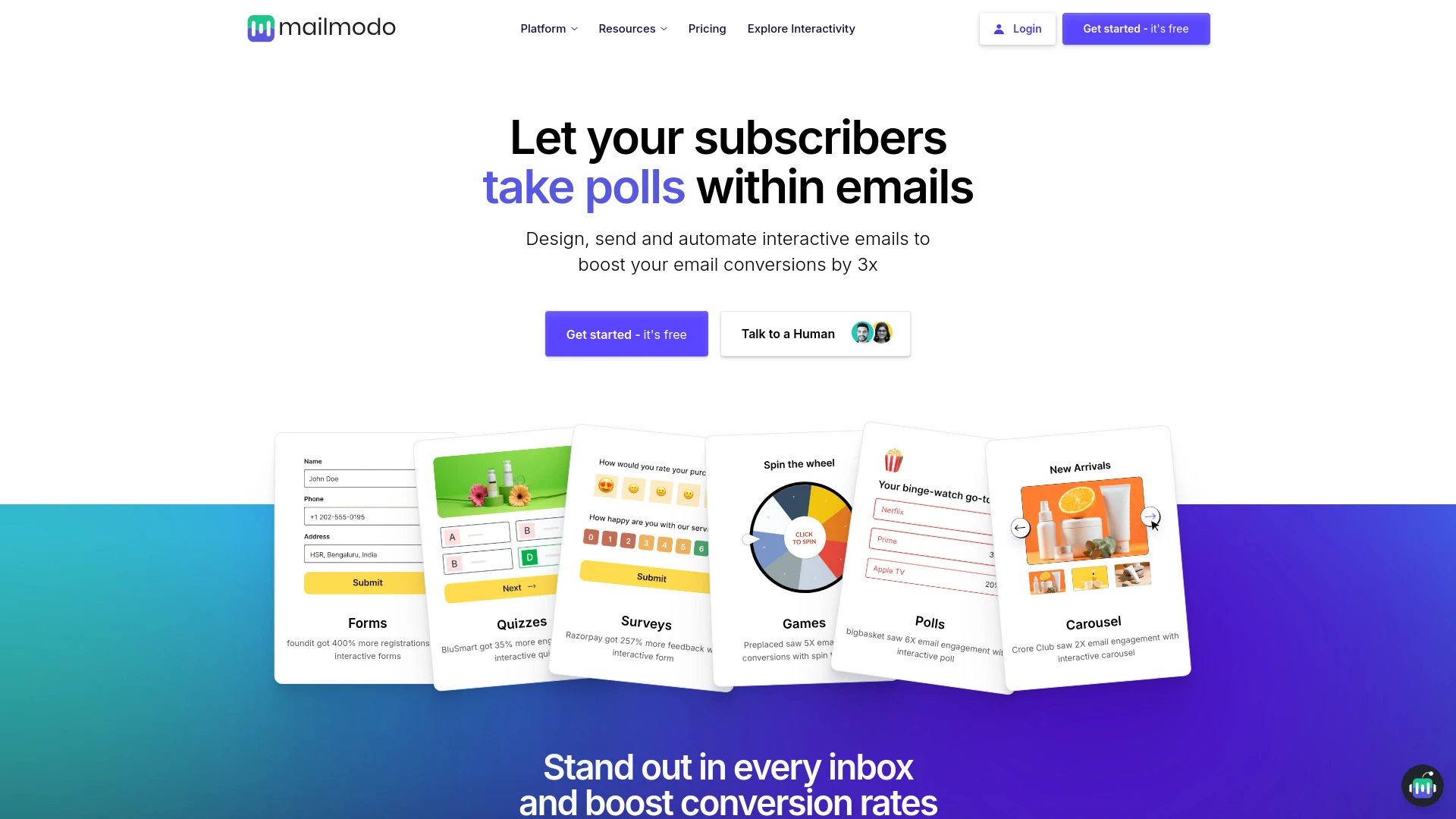 Mailmodo website preview