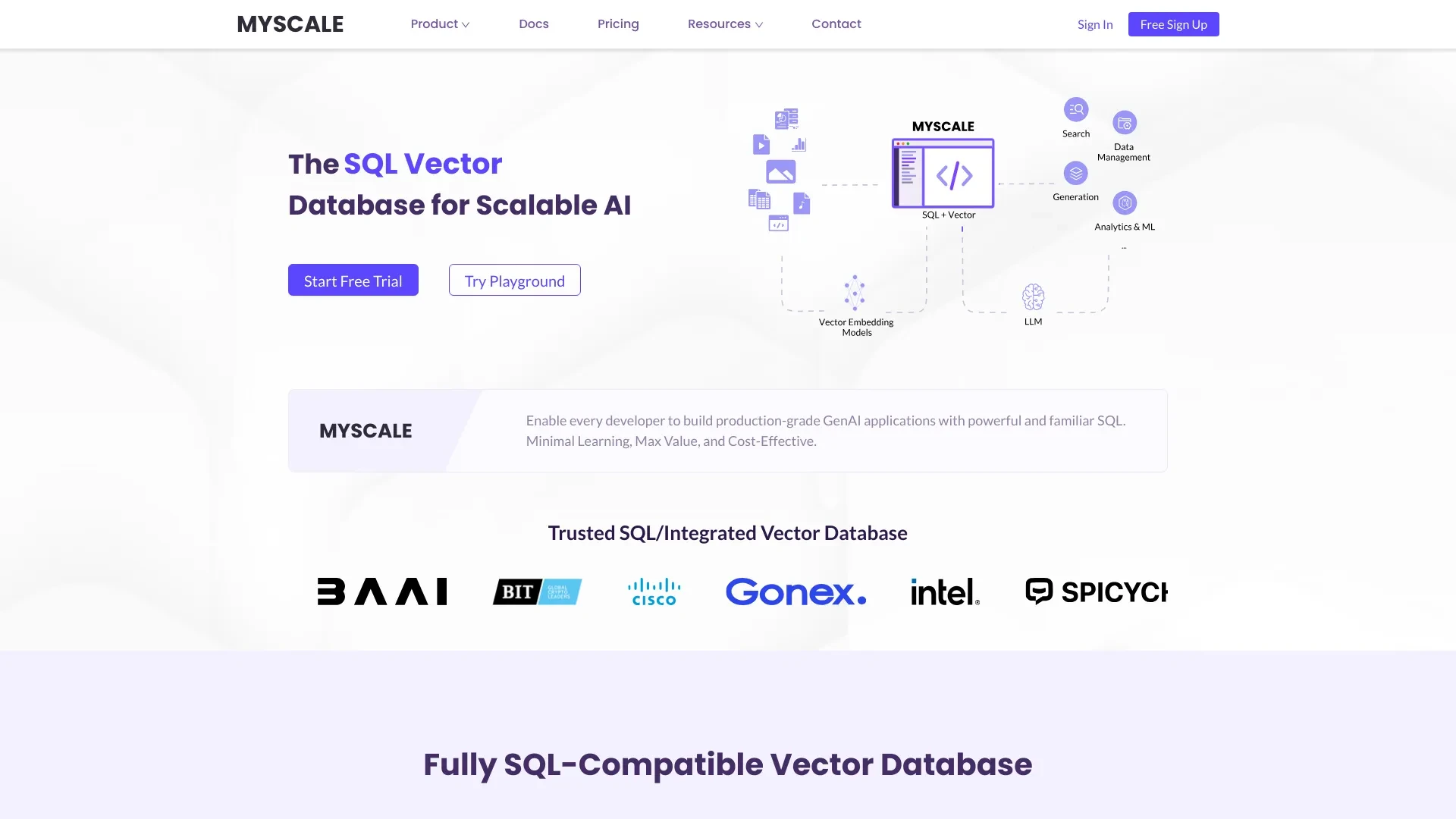 MyScale website preview