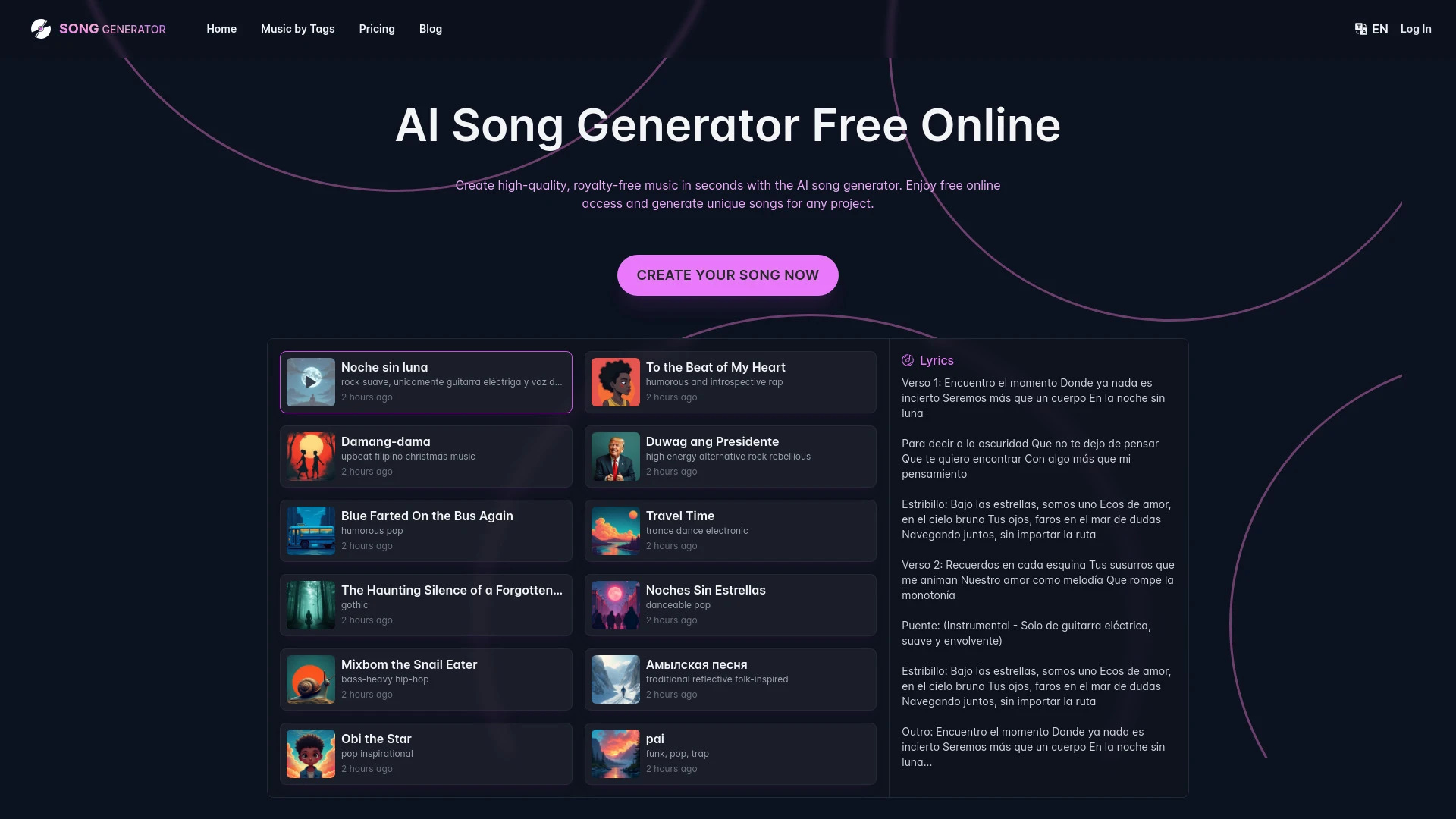 SongGenerator.io website preview