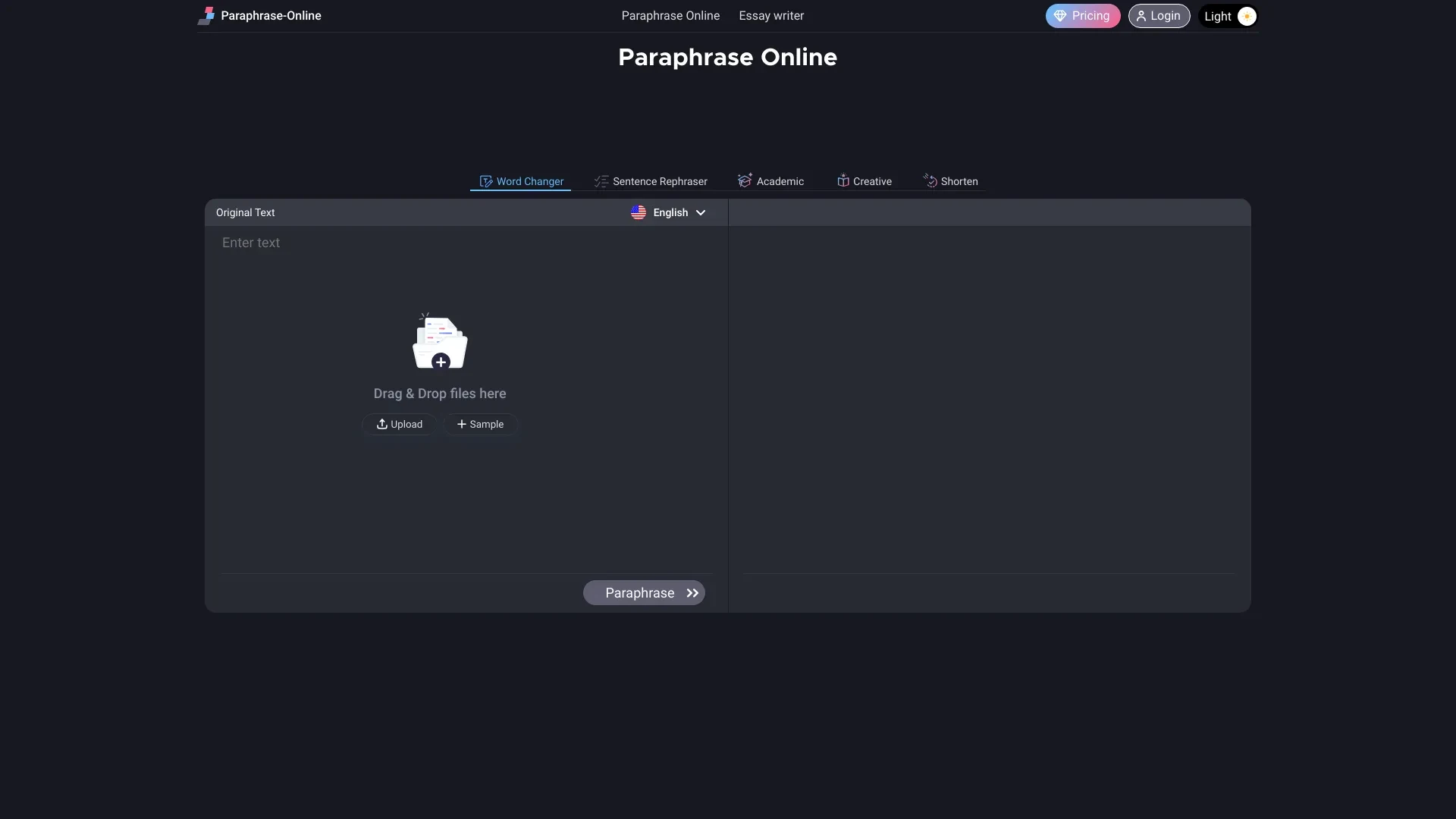 Paraphrase Online website preview