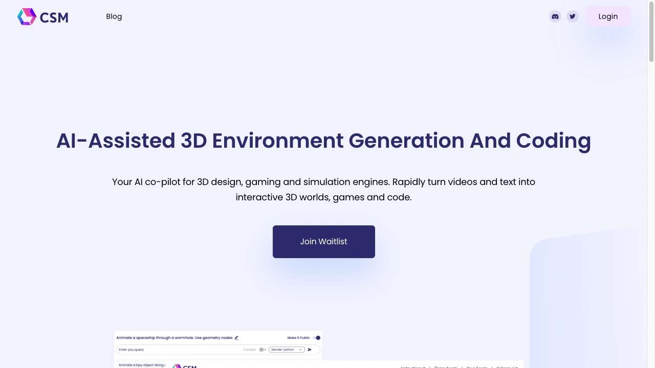 CSM AI - 3D World Models website preview