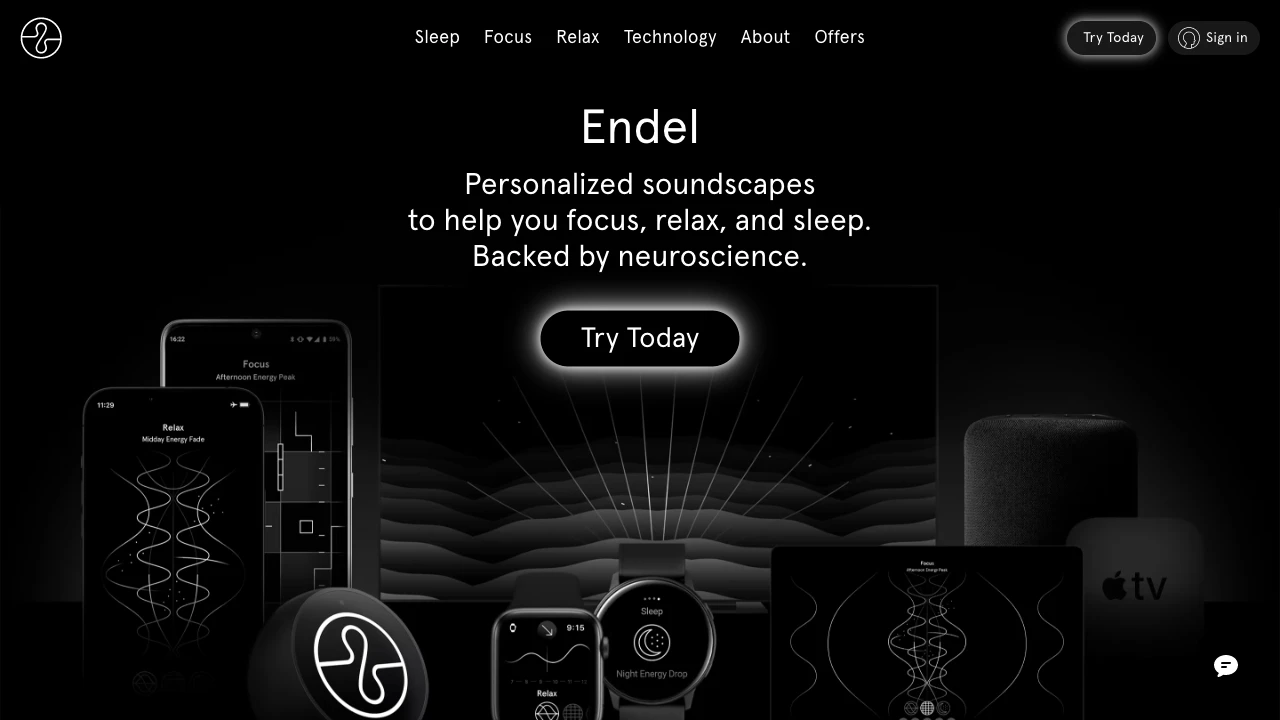 Endel website preview