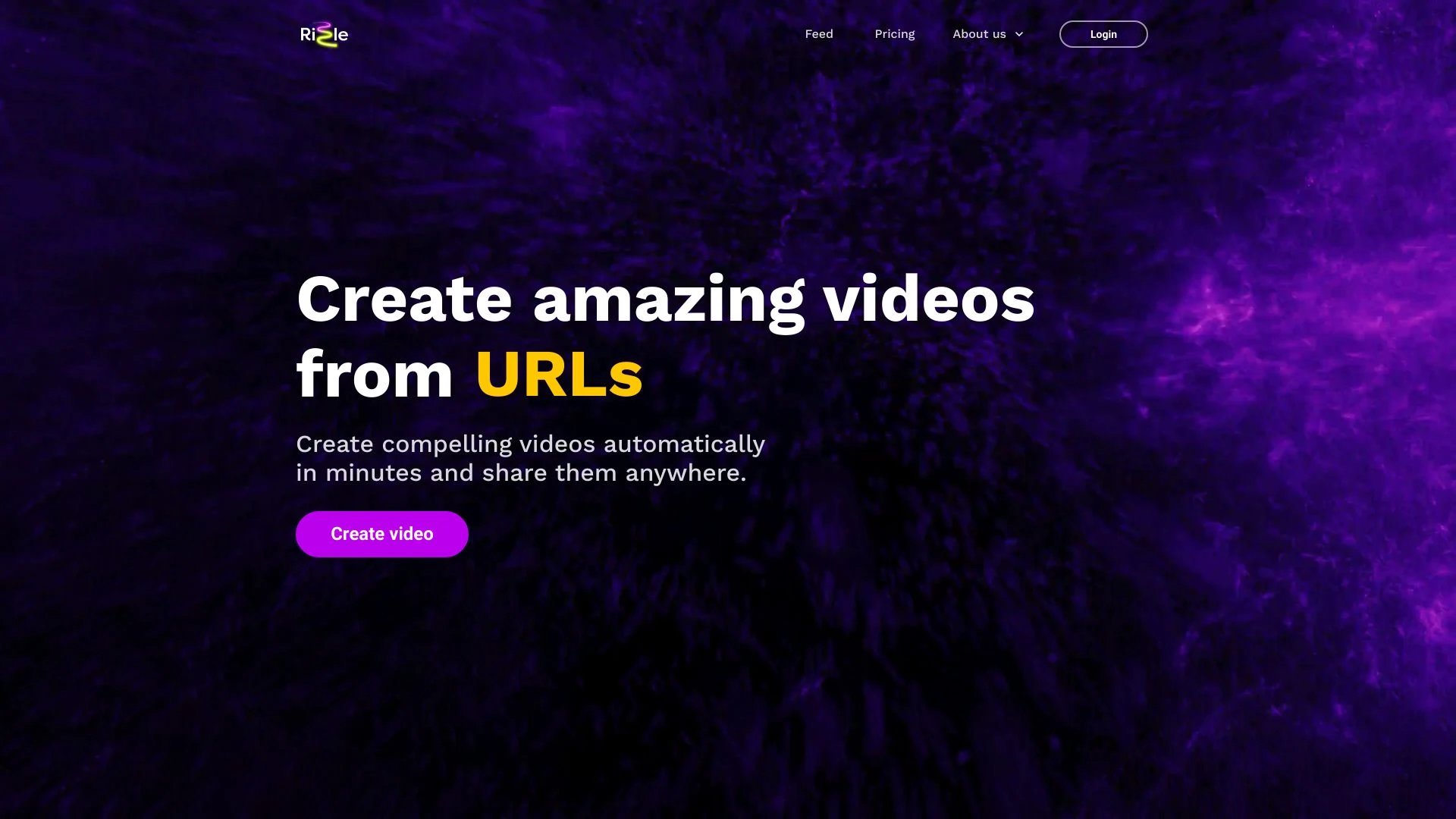 Rizzle Text to Video AI website preview