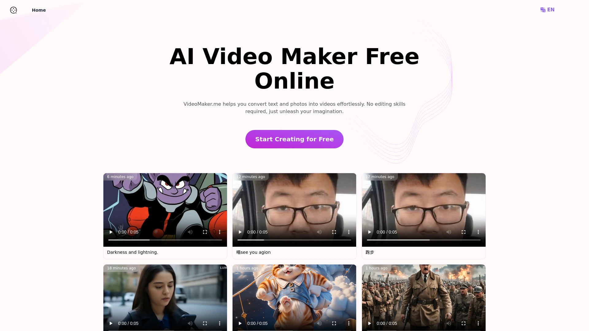 VideoMaker.me website preview