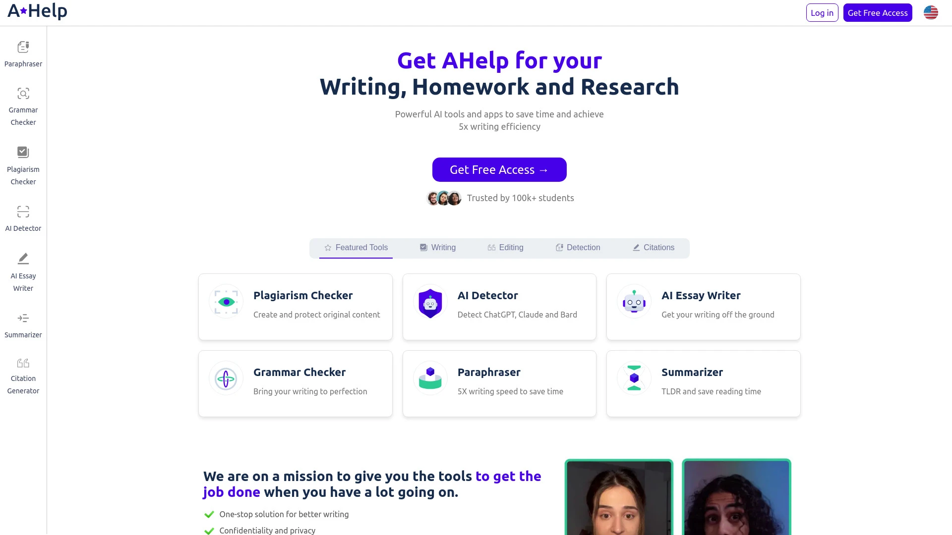 AHelp website preview