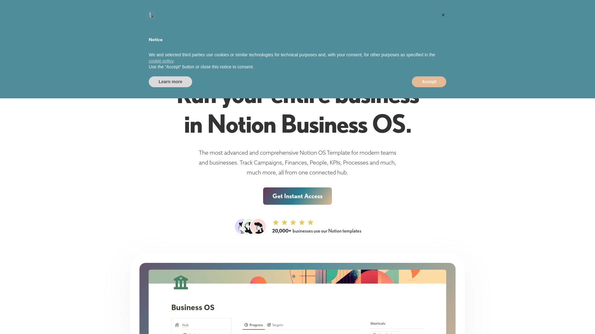 Notion Business OS website preview