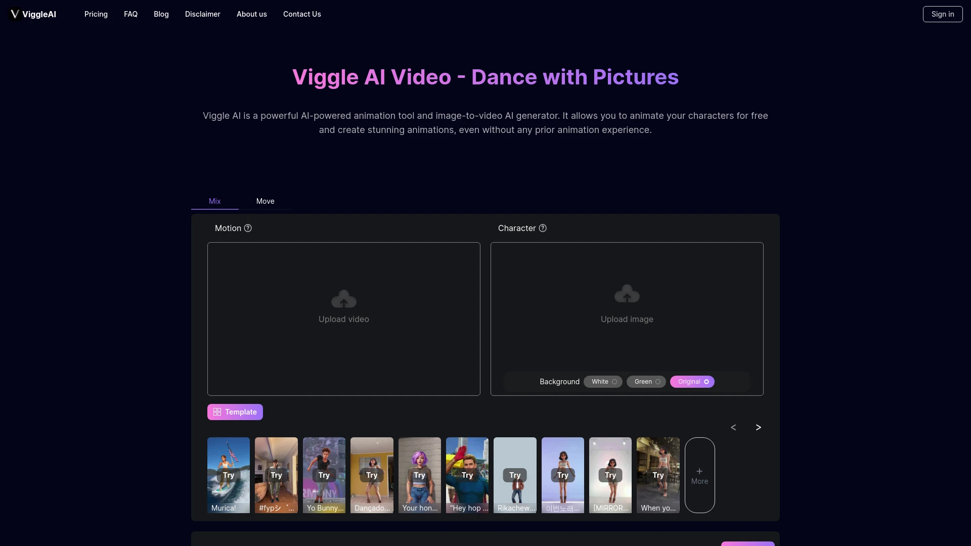 Viggle AI website preview