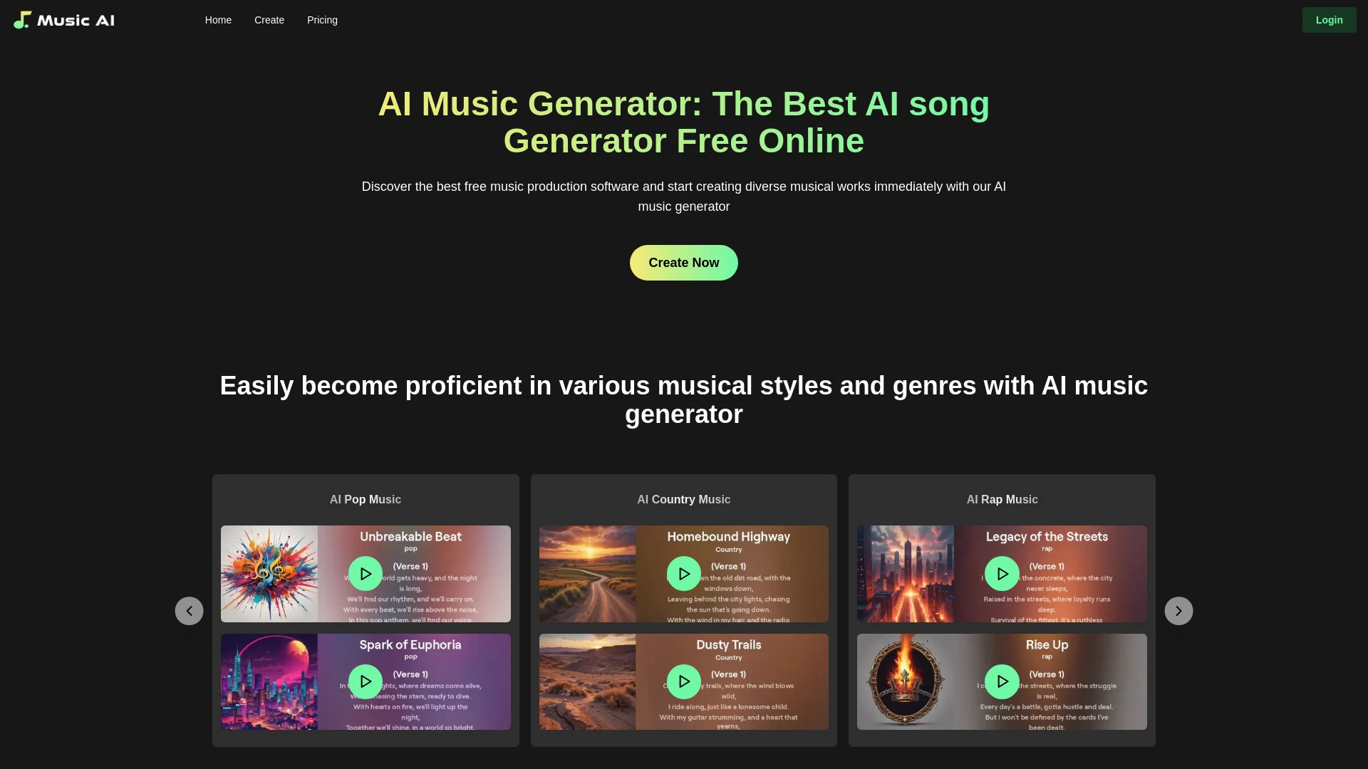 MusicAI website preview