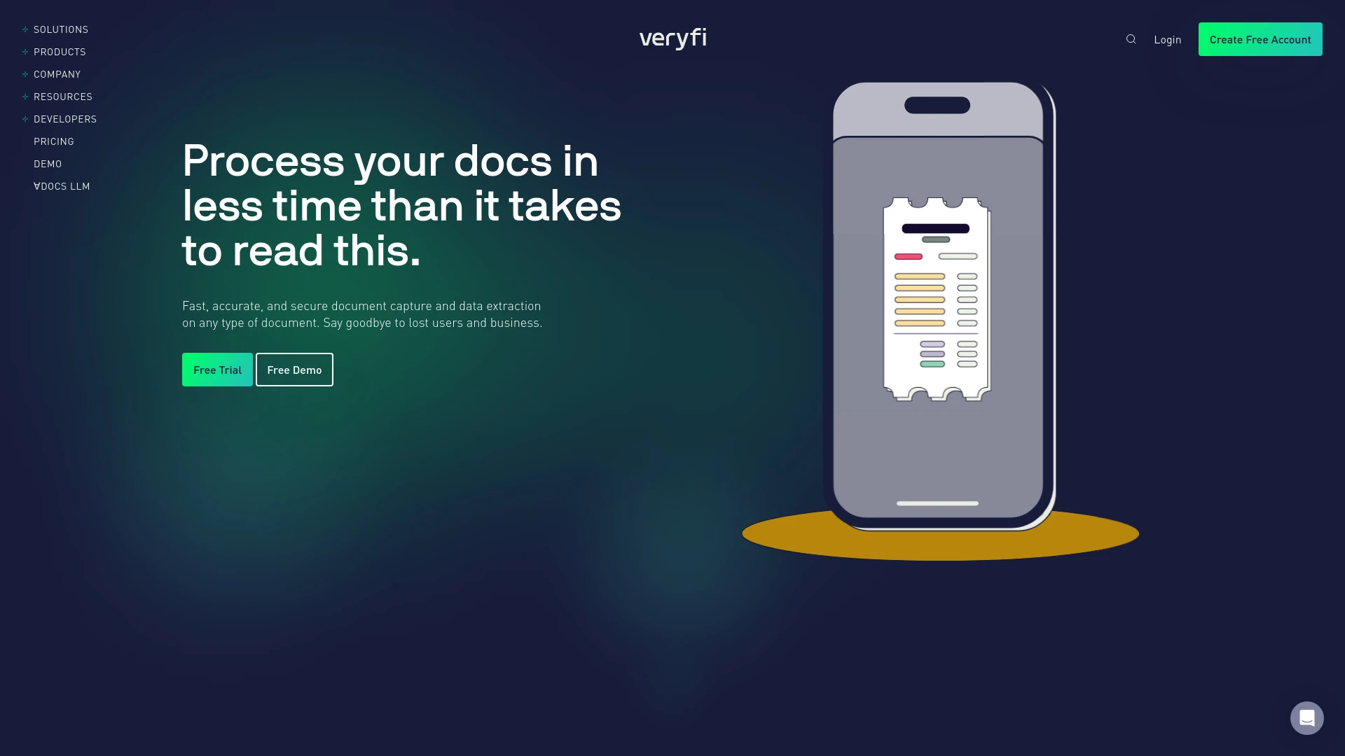 Veryfi website preview