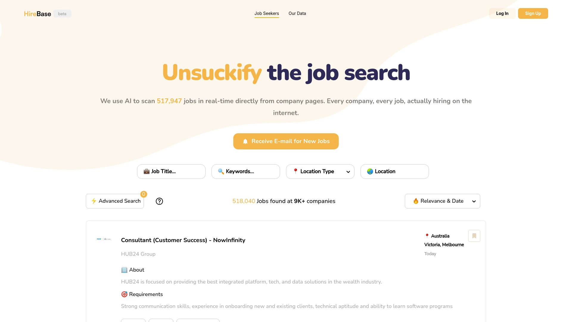 Hirebase website preview