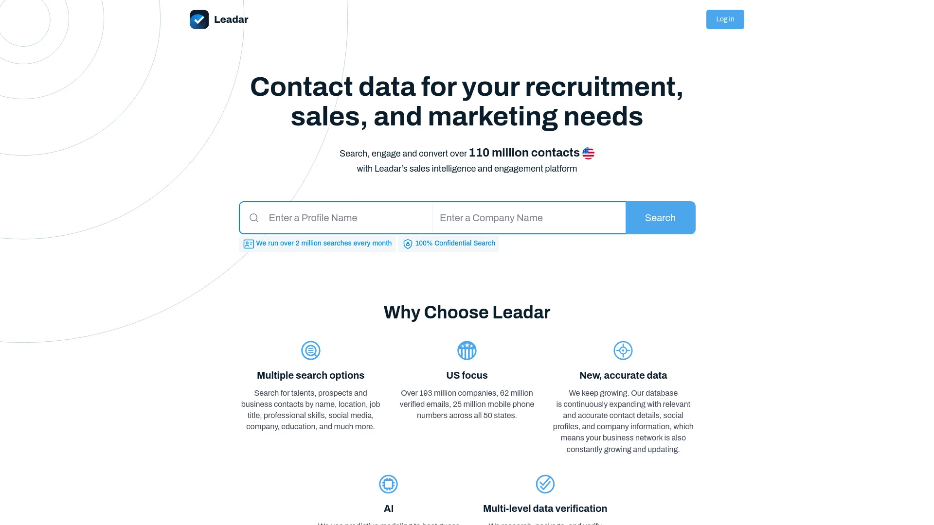 Leadar website preview