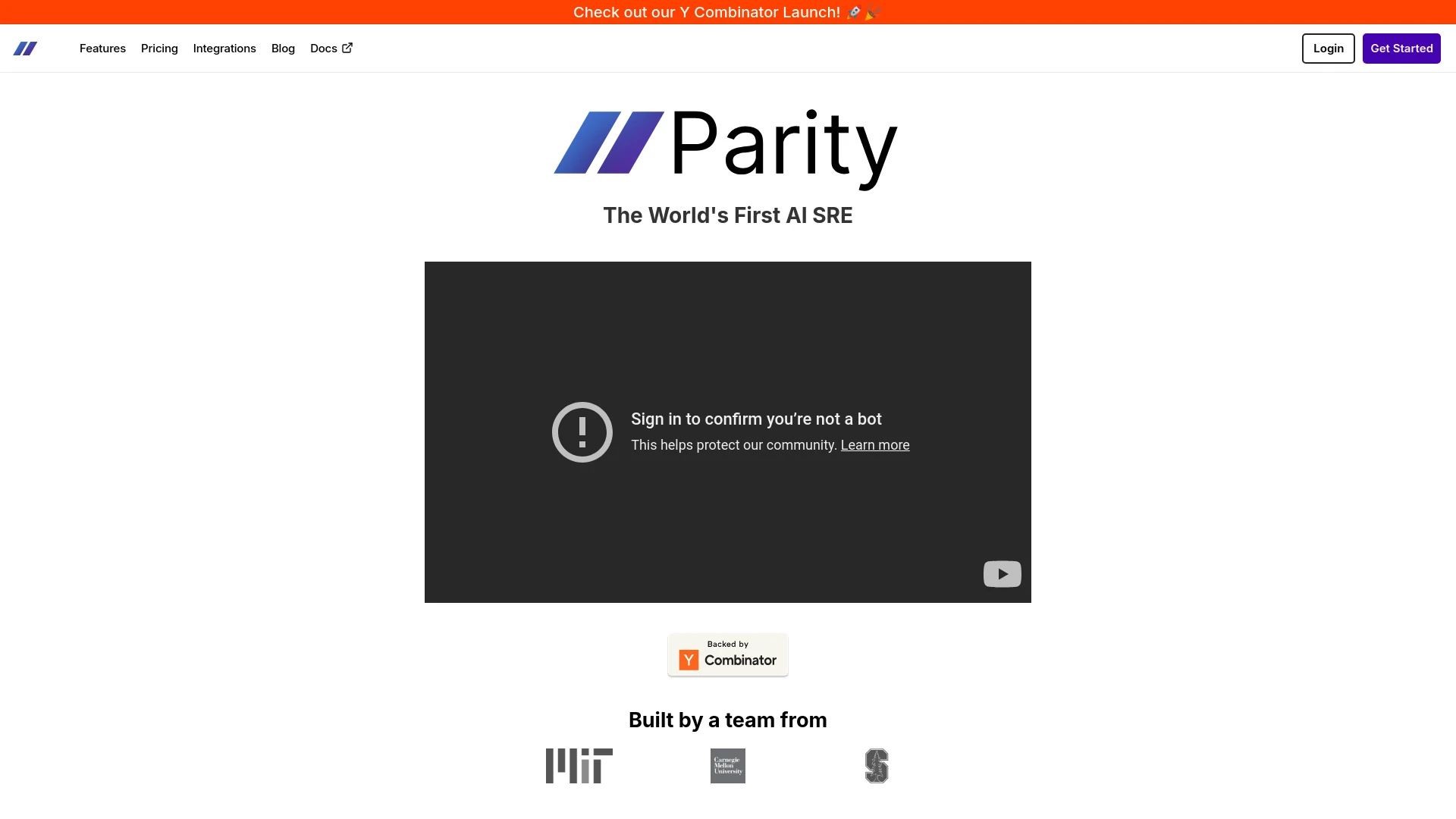 Parity website preview