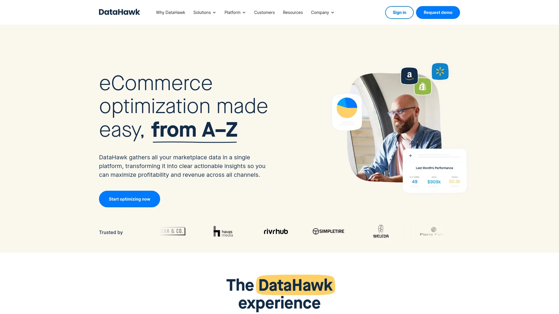 DataHawk eCommerce Analytics website preview