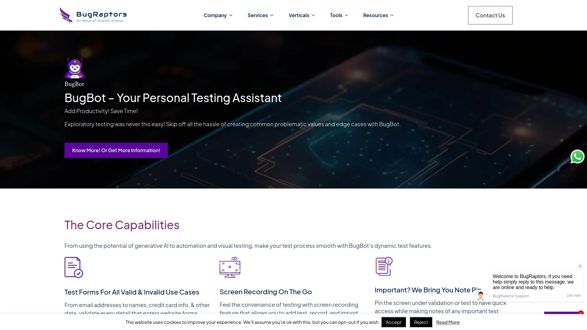 BugBot - An AI-based Intelligent Automation Testing Tool website preview