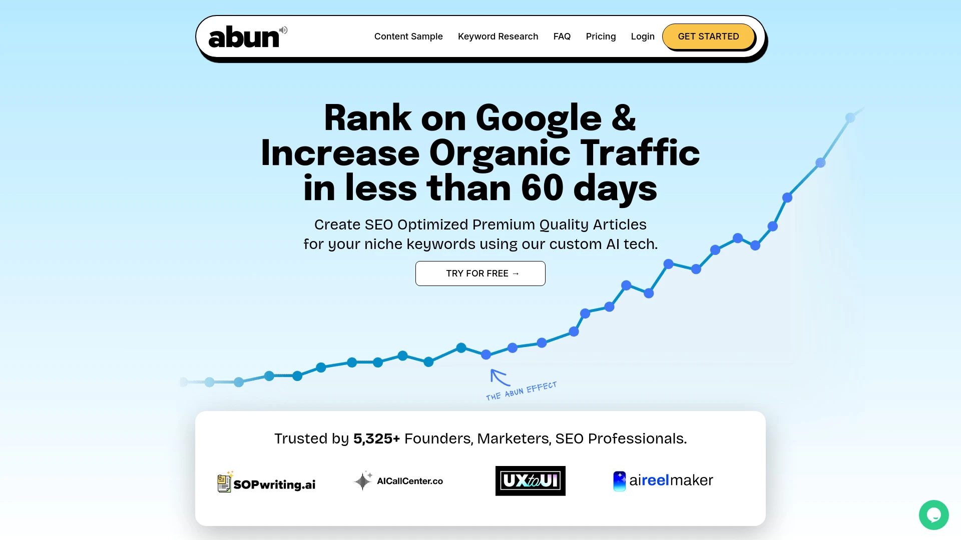 Abun SEO Article Generator website preview