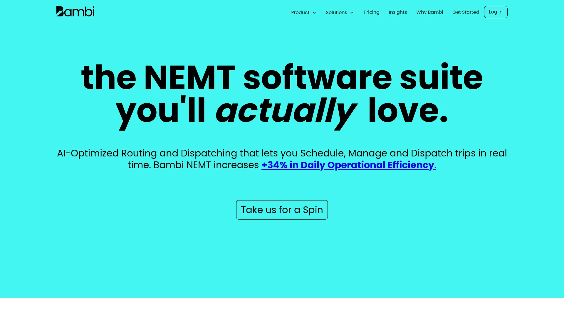 Bambi NEMT Software website preview