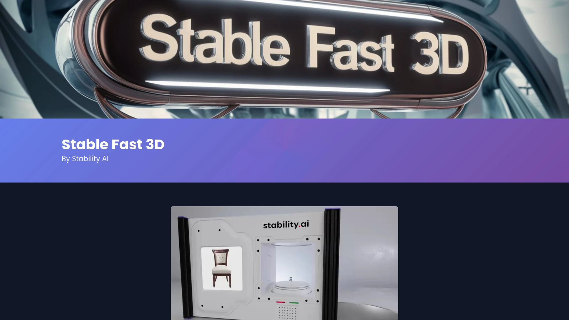 Stable Fast 3D by Stability AI website preview