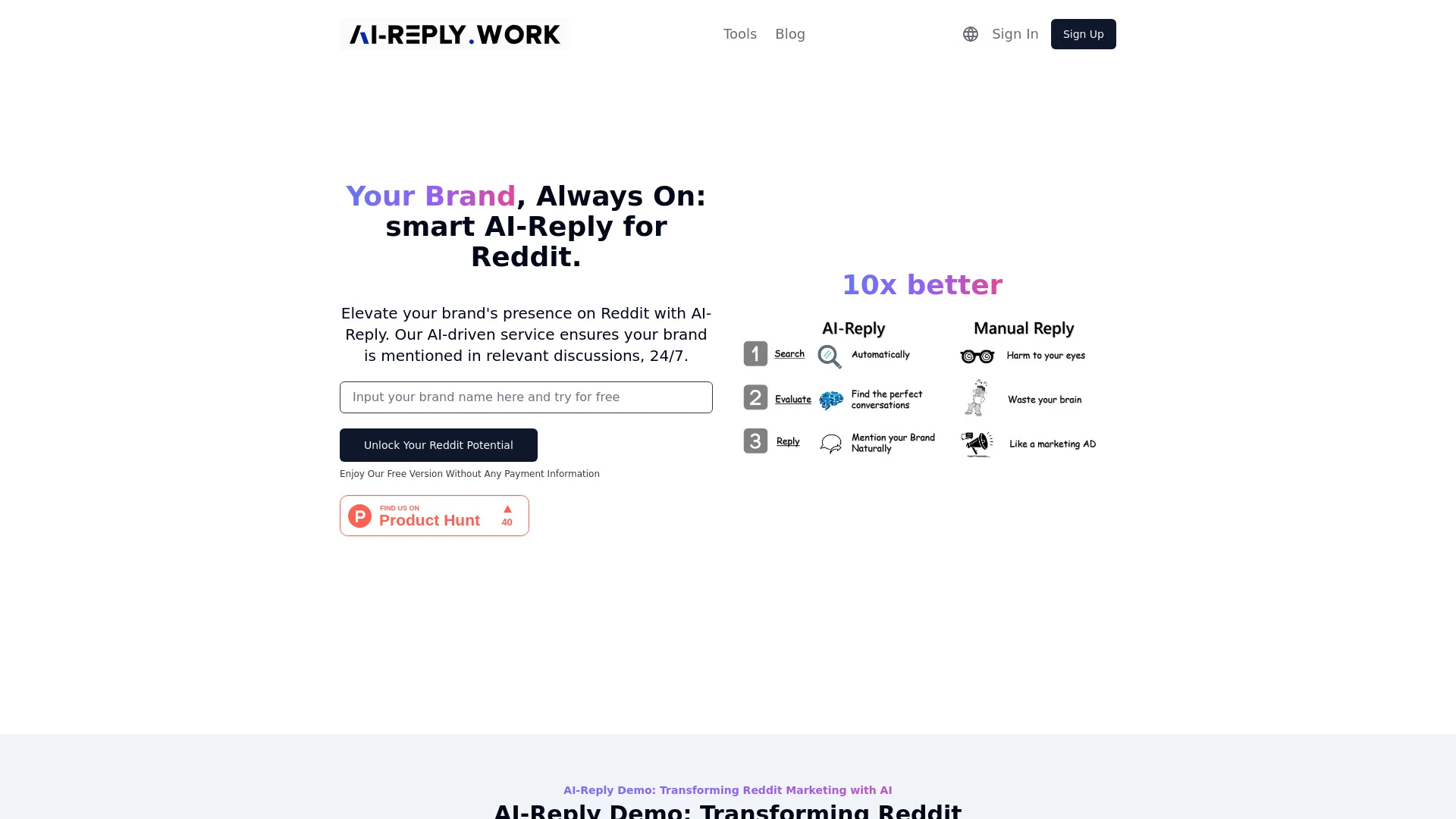 AI-Reply website preview