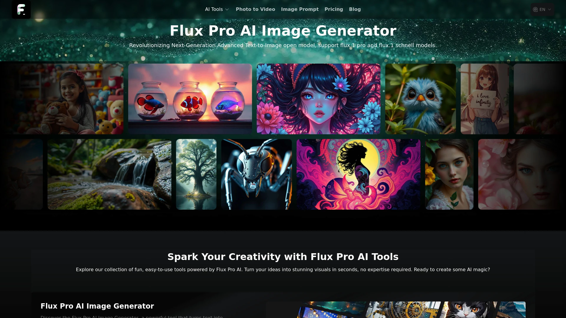 Flux Pro Image Generator website preview