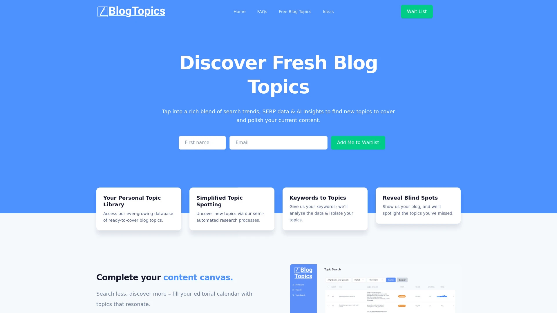 BlogTopics.net website preview