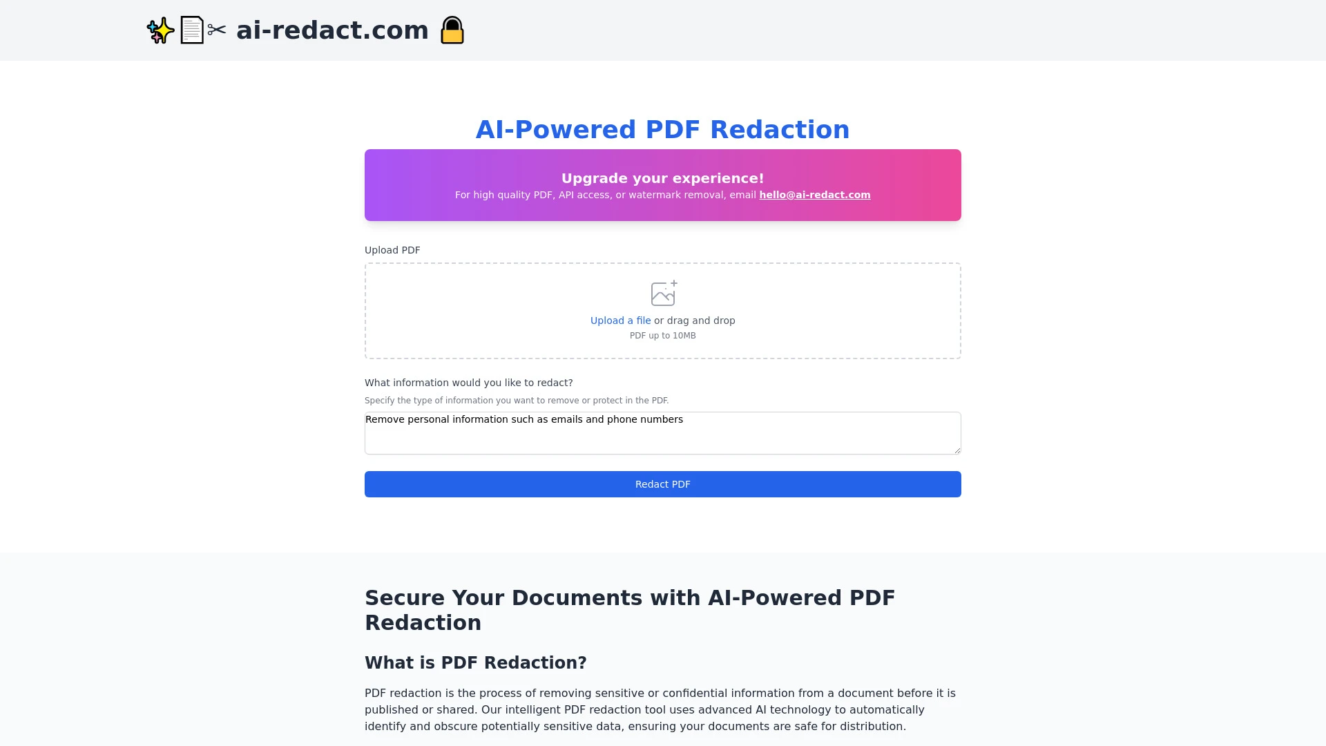 ai-redact.com website preview