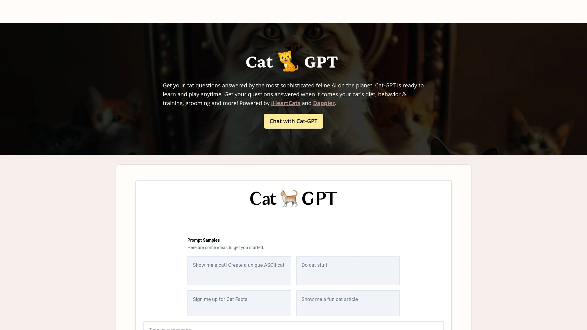 Cat-GPT website preview