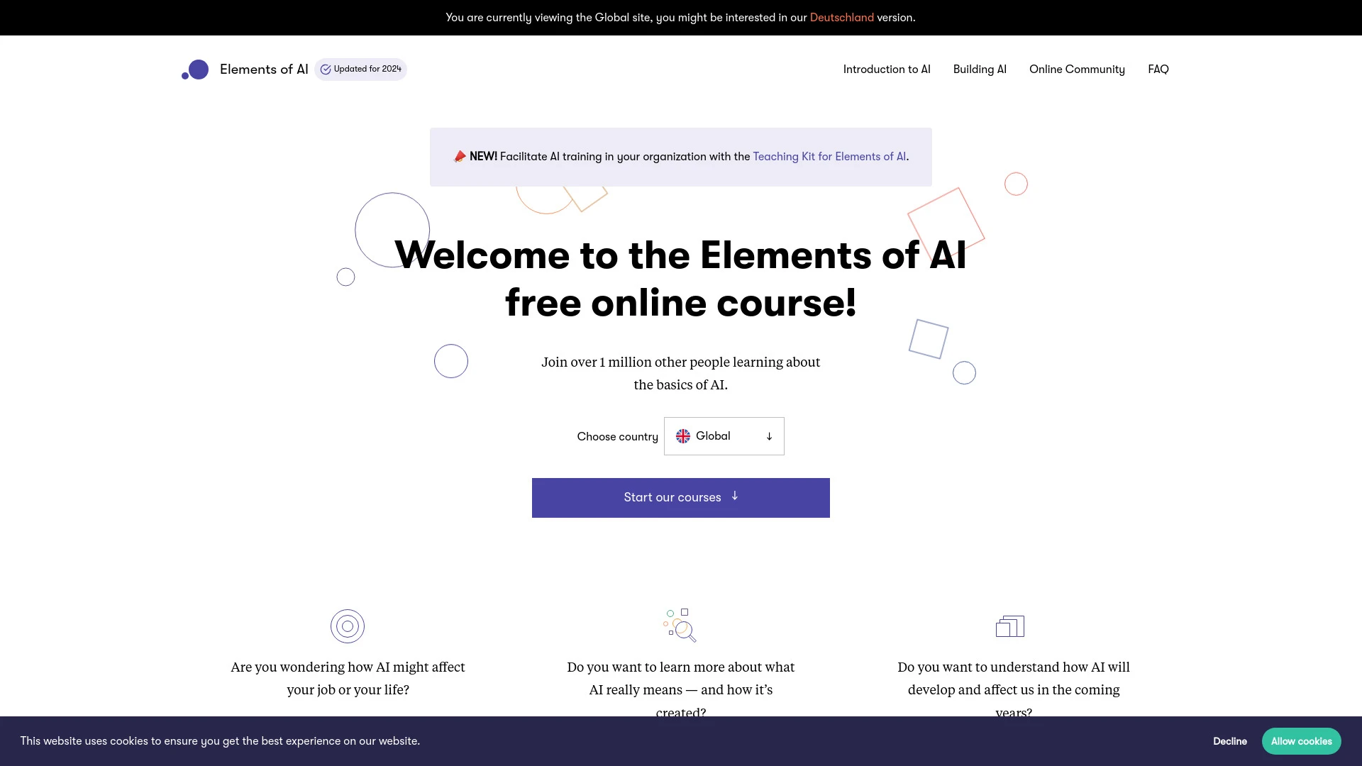 Elements of AI website preview