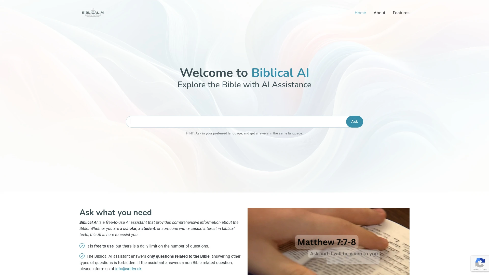 Biblical AI website preview