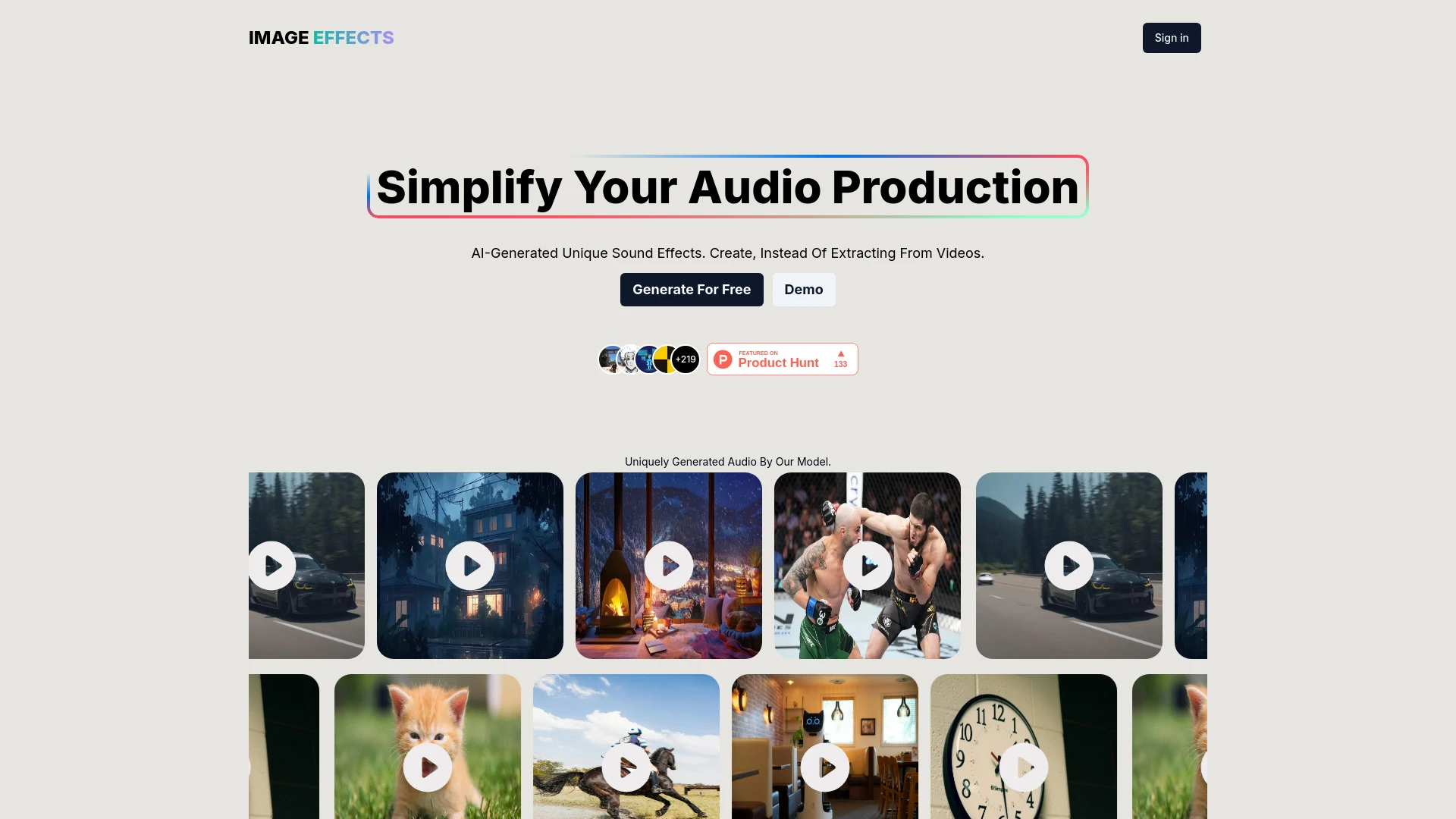 Image Effects website preview