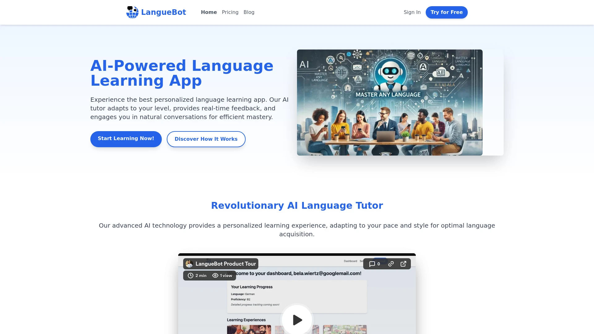 LangueBot website preview