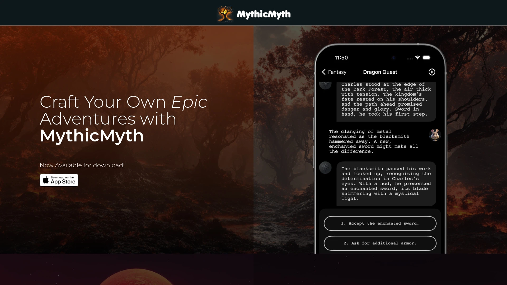 MythicMyth website preview