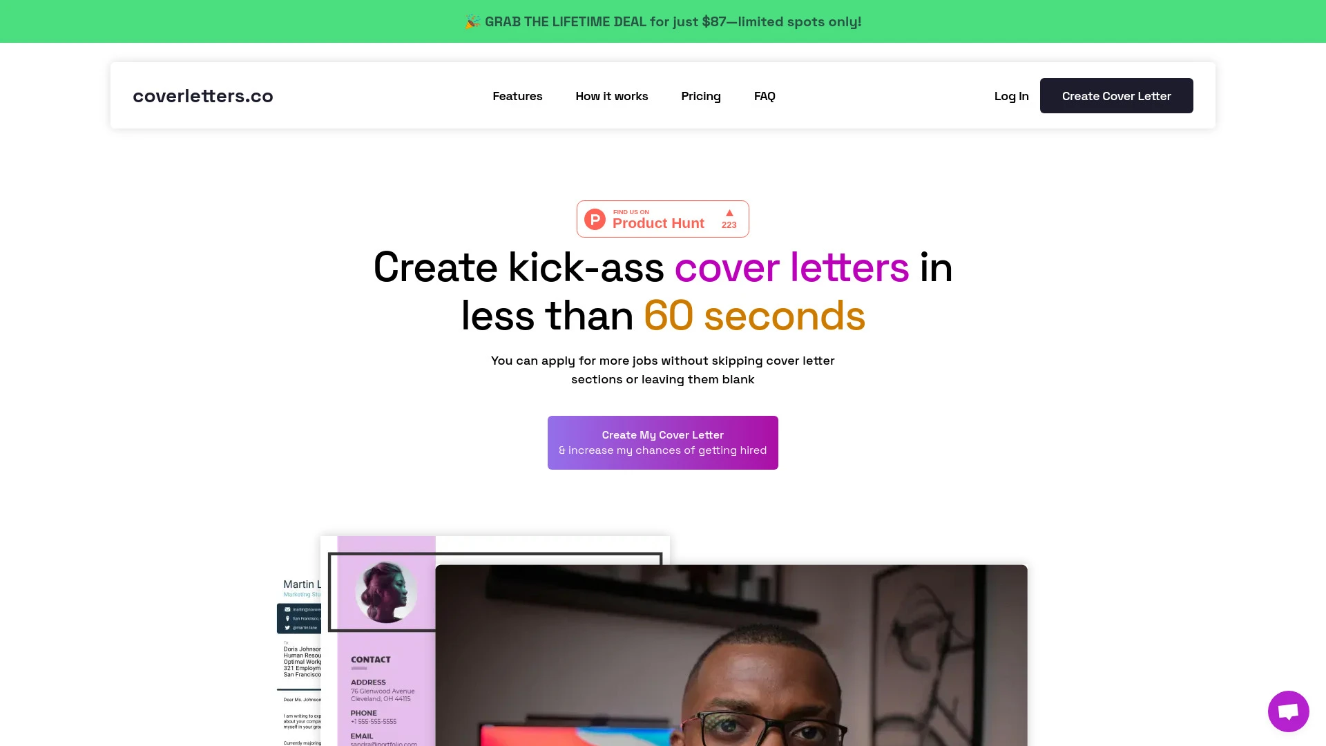 Coverletters.co website preview