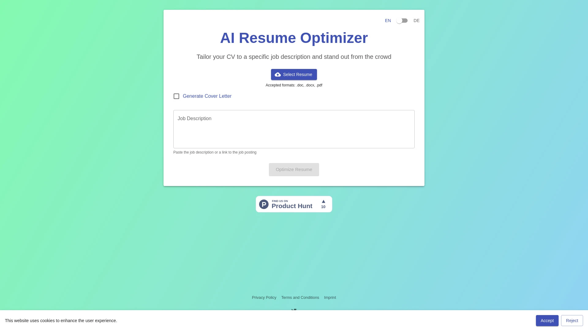 AI Resume Optimizer website preview