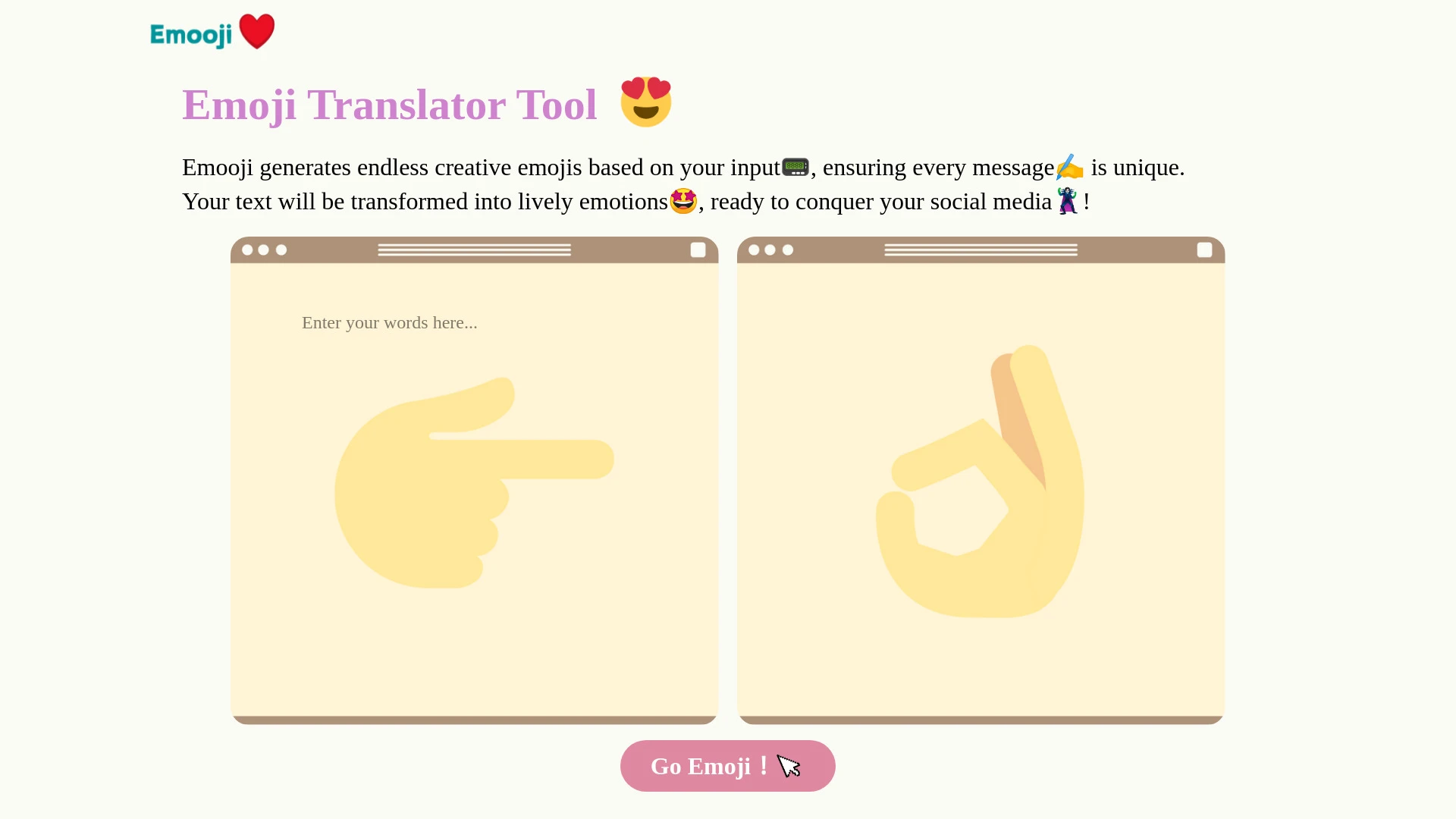 Emooji Fun Translator website preview