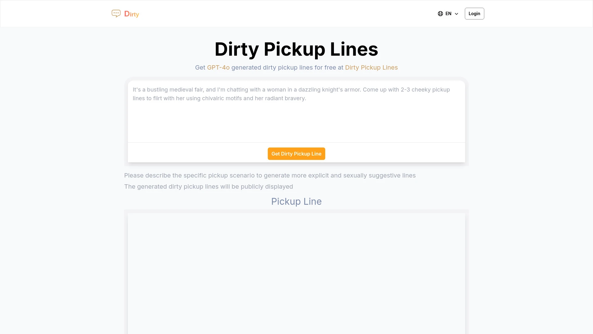 Dirty Pickup Lines website preview