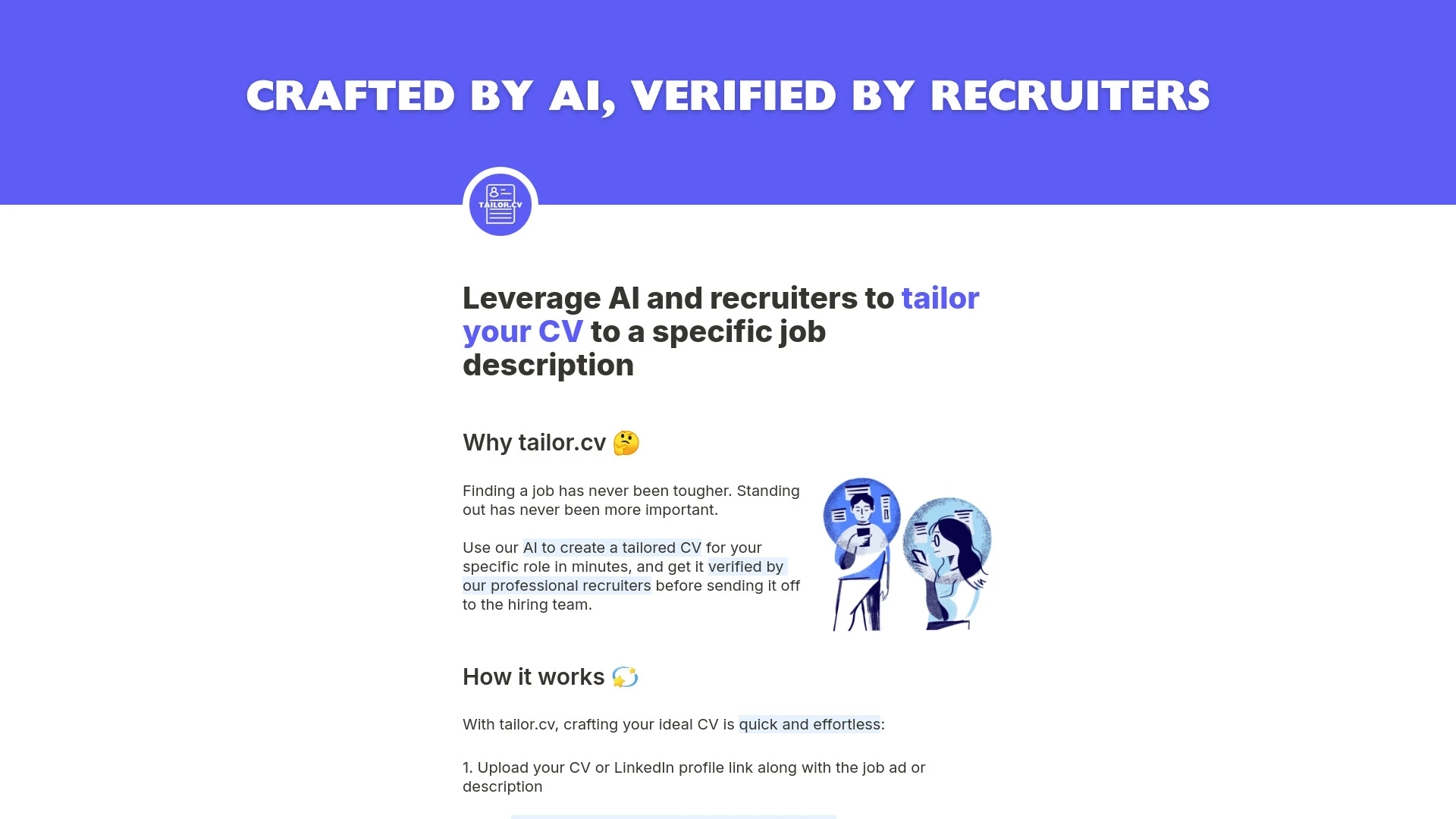 tailor.cv website preview