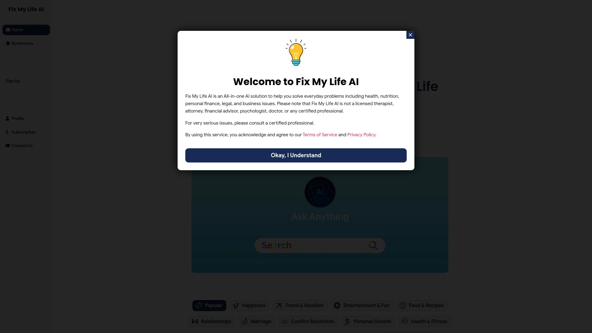 Fix My Life AI website preview