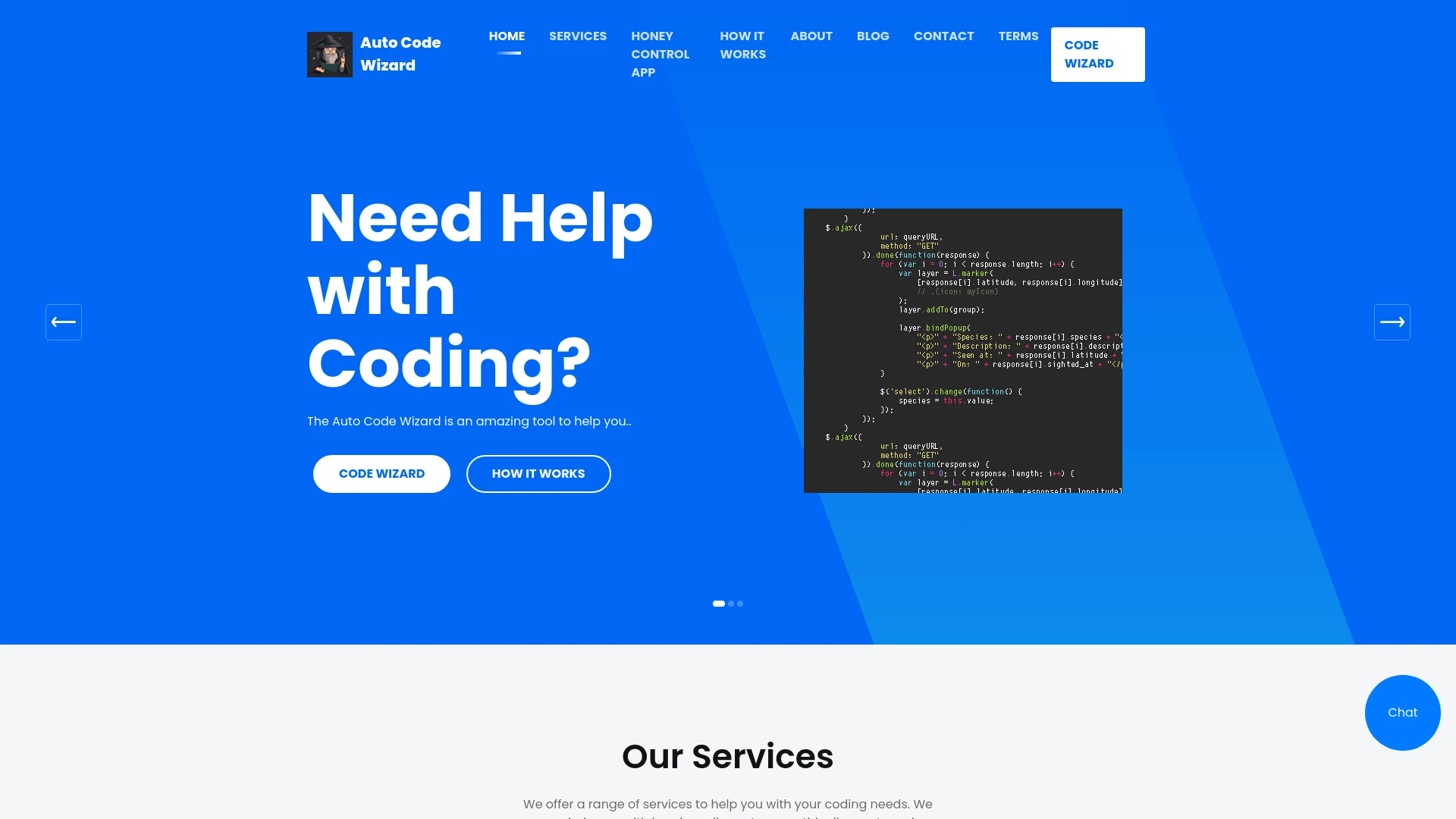 AutoCodeWizard website preview