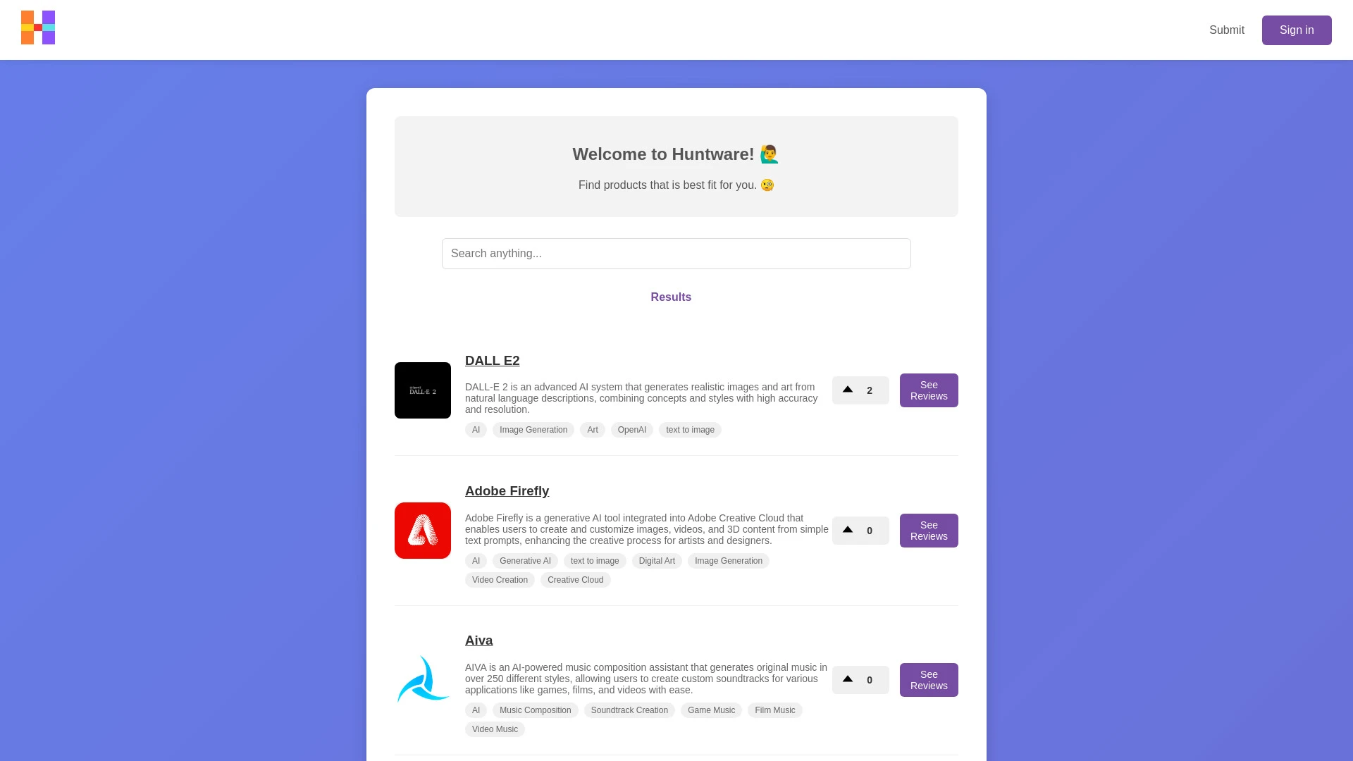 Huntware website preview